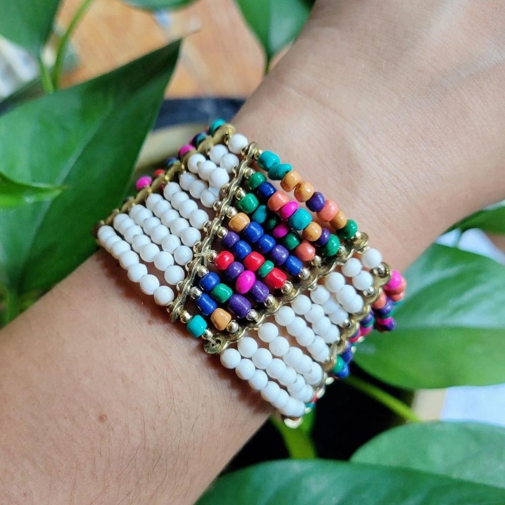 Bohemian Rainbow Beaded Tribal Bracelet